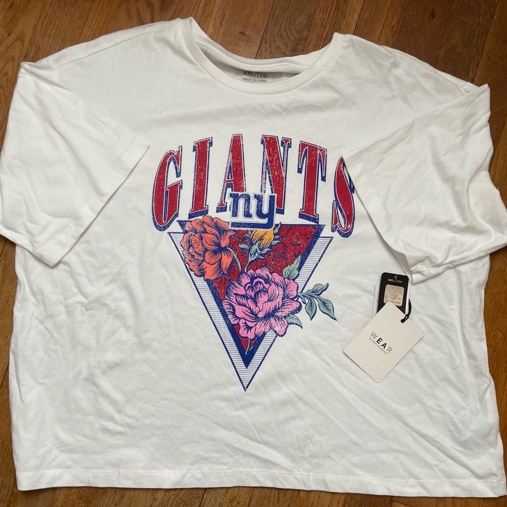Wear White NY Giants NFL Graphic Short Sleeve Tee women size XXL